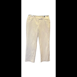 Talbots Signature Straight Pants Size 8 Cream 92% Cotton 8% Spandex Pockets